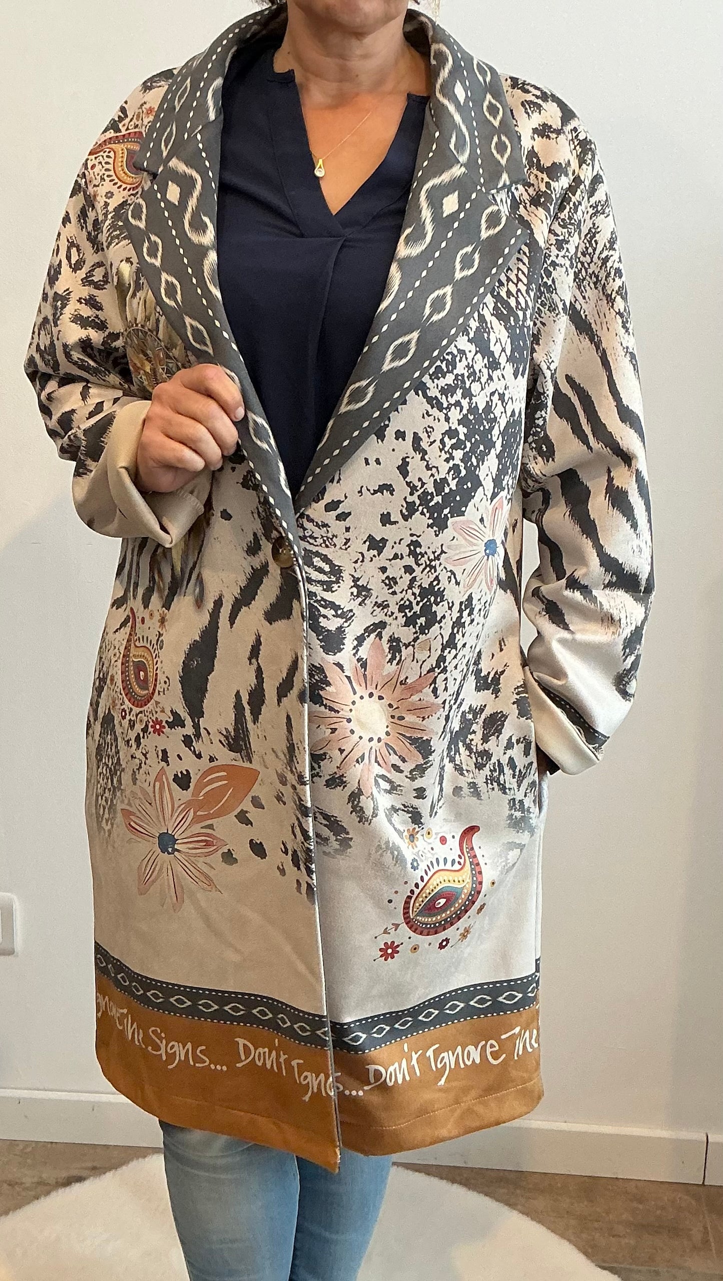 Manteau Léger Imprimé Arbre - Élégance Italienne taille unique