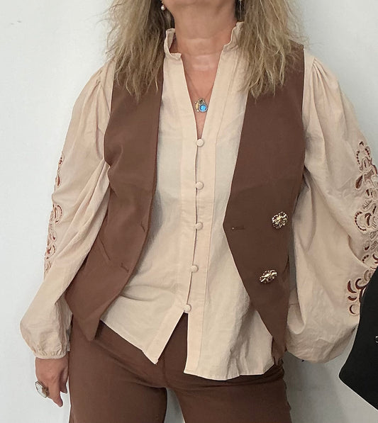 Gilet boléro boutons décalés
