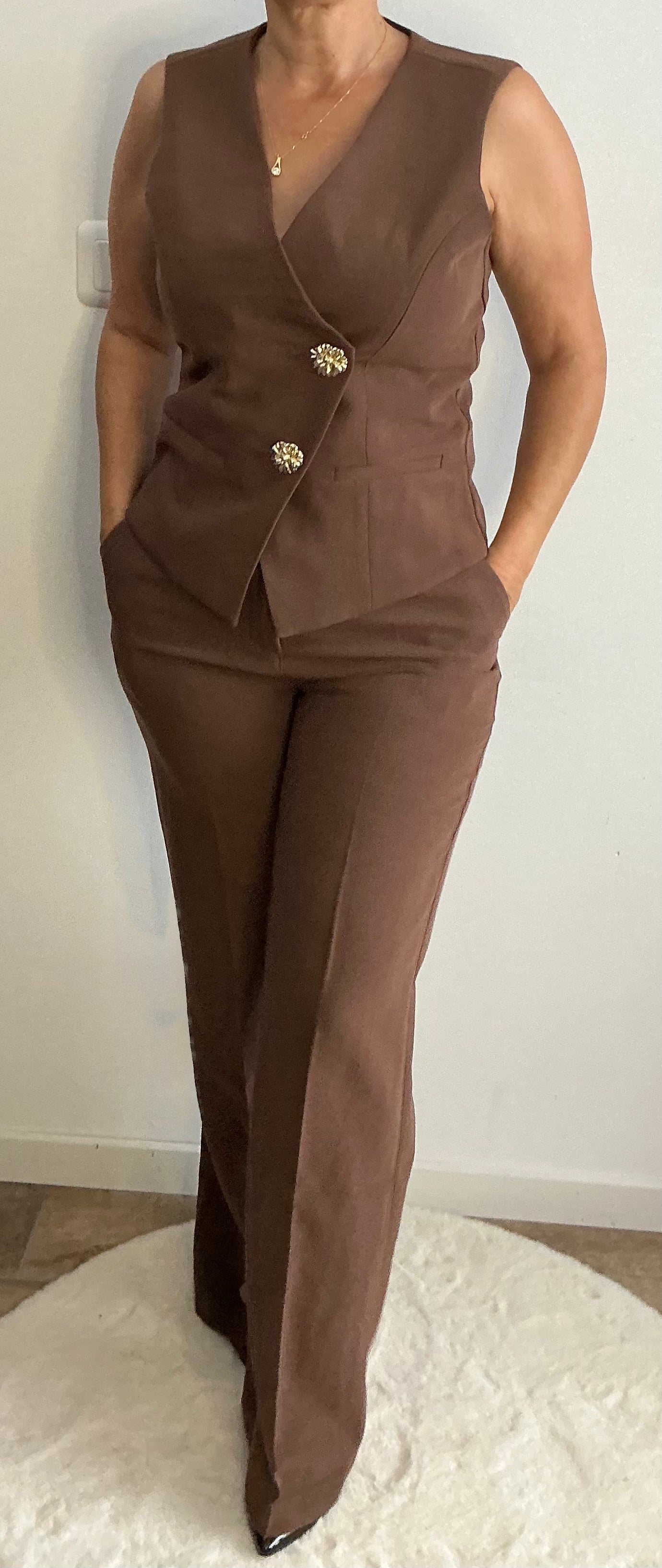 Gilet boléro boutons décalés