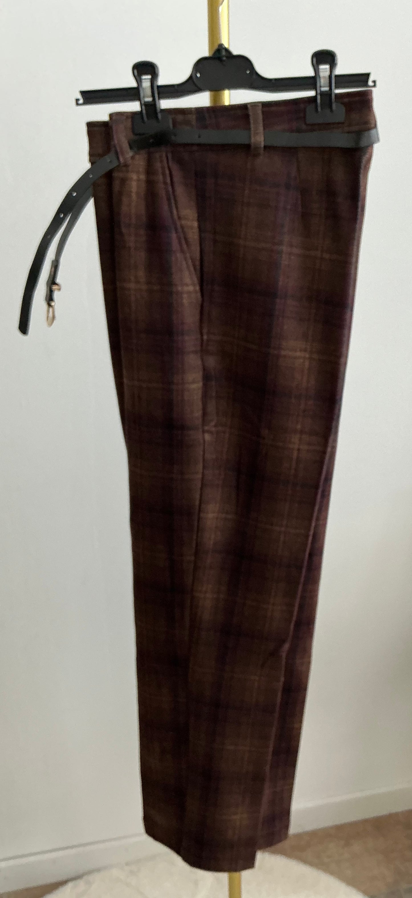 Pantalon Chaud à Carreaux Marron Chocolat - Confort & Style
