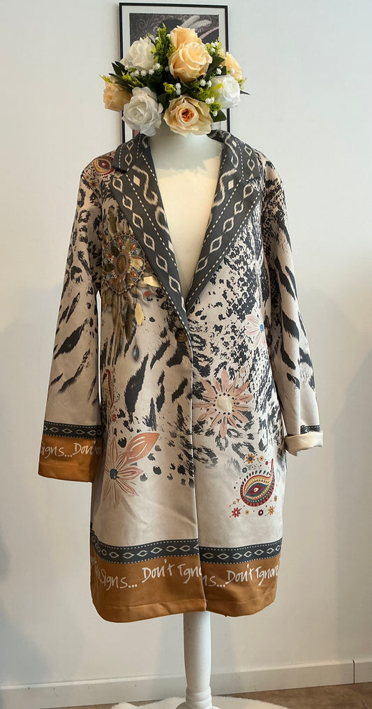 Manteau Léger Imprimé Arbre - Élégance Italienne taille unique