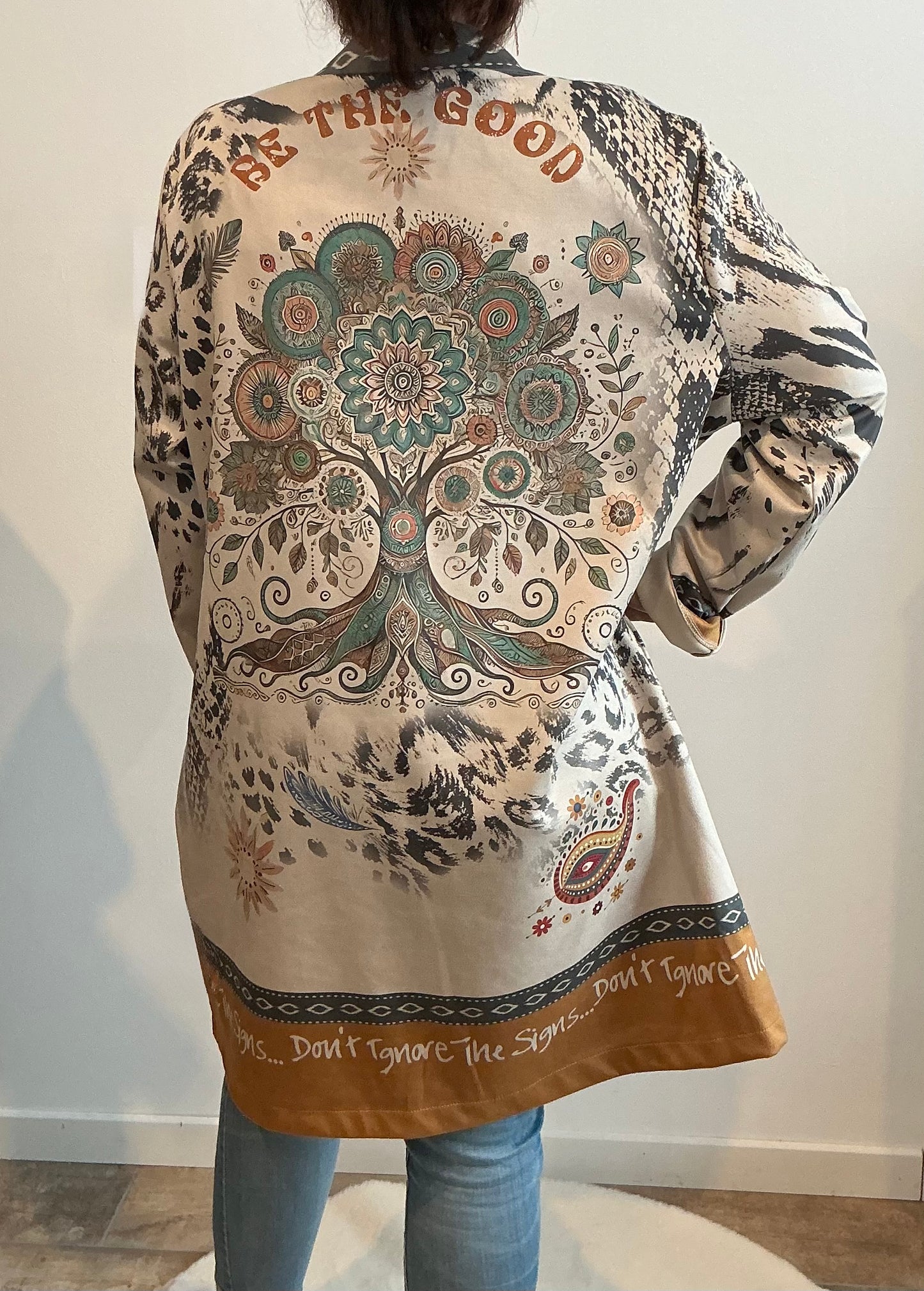 Manteau Léger Imprimé Arbre - Élégance Italienne taille unique
