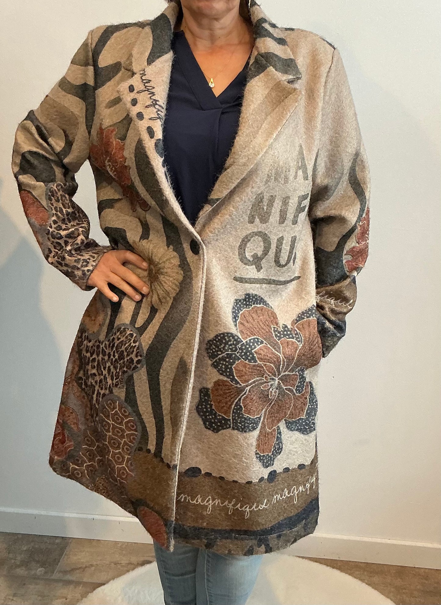 Manteau Demi-Saison Inspiration Frida Kahlo - Art & Élégance