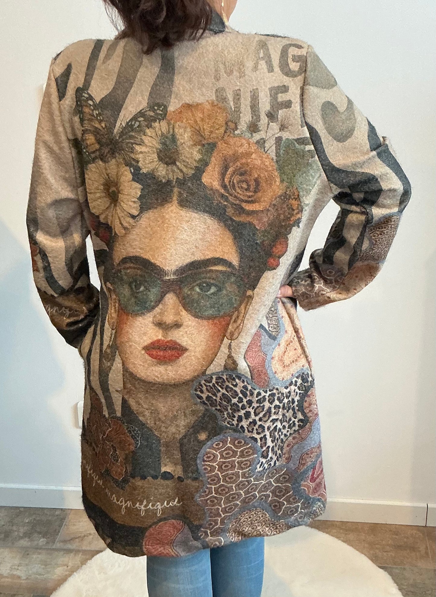 Manteau Demi-Saison Inspiration Frida Kahlo - Art & Élégance