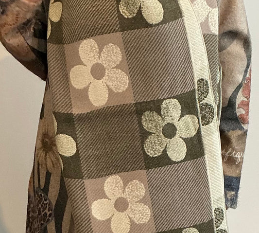 Écharpe Élégante Motif Fleurs - Accessoire Mode Féminin