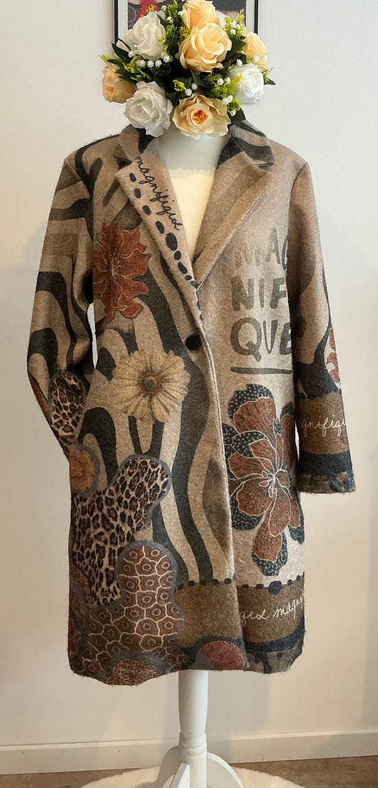 Manteau Demi-Saison Inspiration Frida Kahlo - Art & Élégance