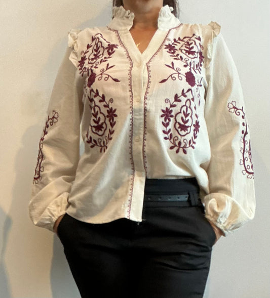 Tunique brodée fleurs