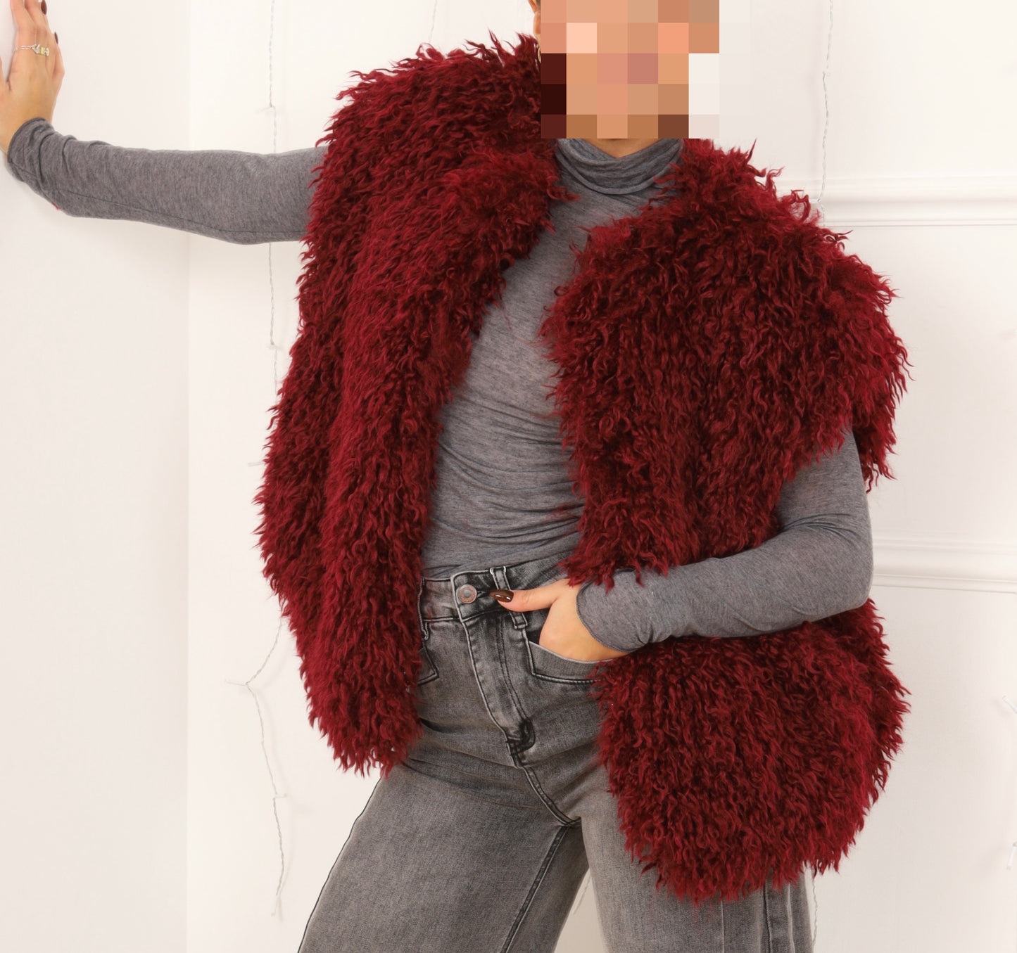 Gilet moumoute  bouclé BORDEAUX